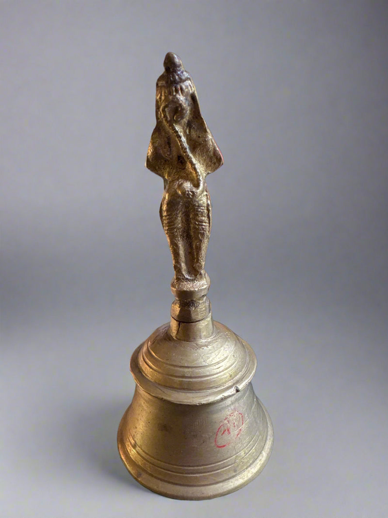 Heavy, Solid, Clear Hanuman Temple Bell with Original Clapper - 6.75"H x 3" Diameter