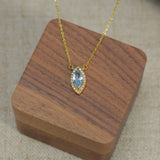 Elegant Oval Blue Topaz Birthstone Necklace