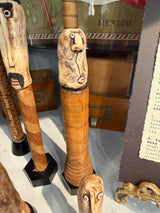 Hand Carved Folk Bone Cane Pommels - c. Late 1800s