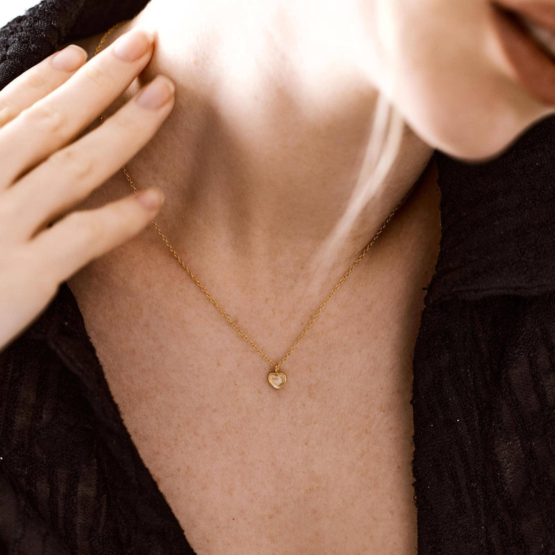 Luminous Heart Moonstone Necklace: Silver