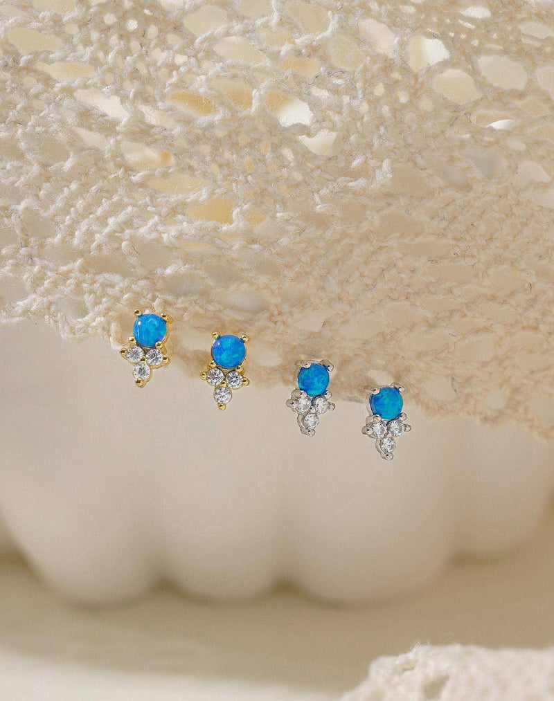 Tiny Blue Opal Studs for Effortless Everyday Style: 18K Gold