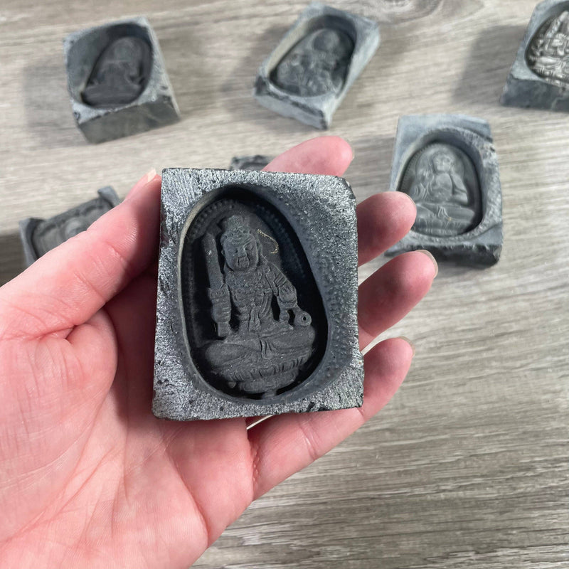 Obsidian Deity Carved Tile