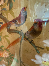 Red Birds on Branch with Flowers