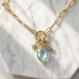 Aquamarine Moon and Star Necklace