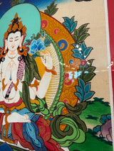 White Tara (Sitatara) - Framed Thangka - Sight 9" x 12"