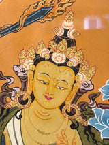 Manjushri (Jampalyang) - Framed Thangka - Sight 12.25" x 15.75"