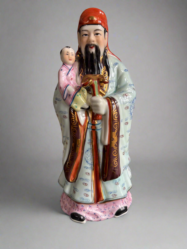 Porcelain Famille Rose Statue - Prosperity - 1970s