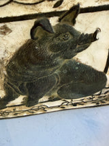 Mr. Pig Takes in the Morning Sun • Salvaged Bronze Hardware