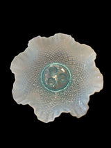 Fenton - Sea Blue Opalescent Diamond Lace Epergne - 1950s