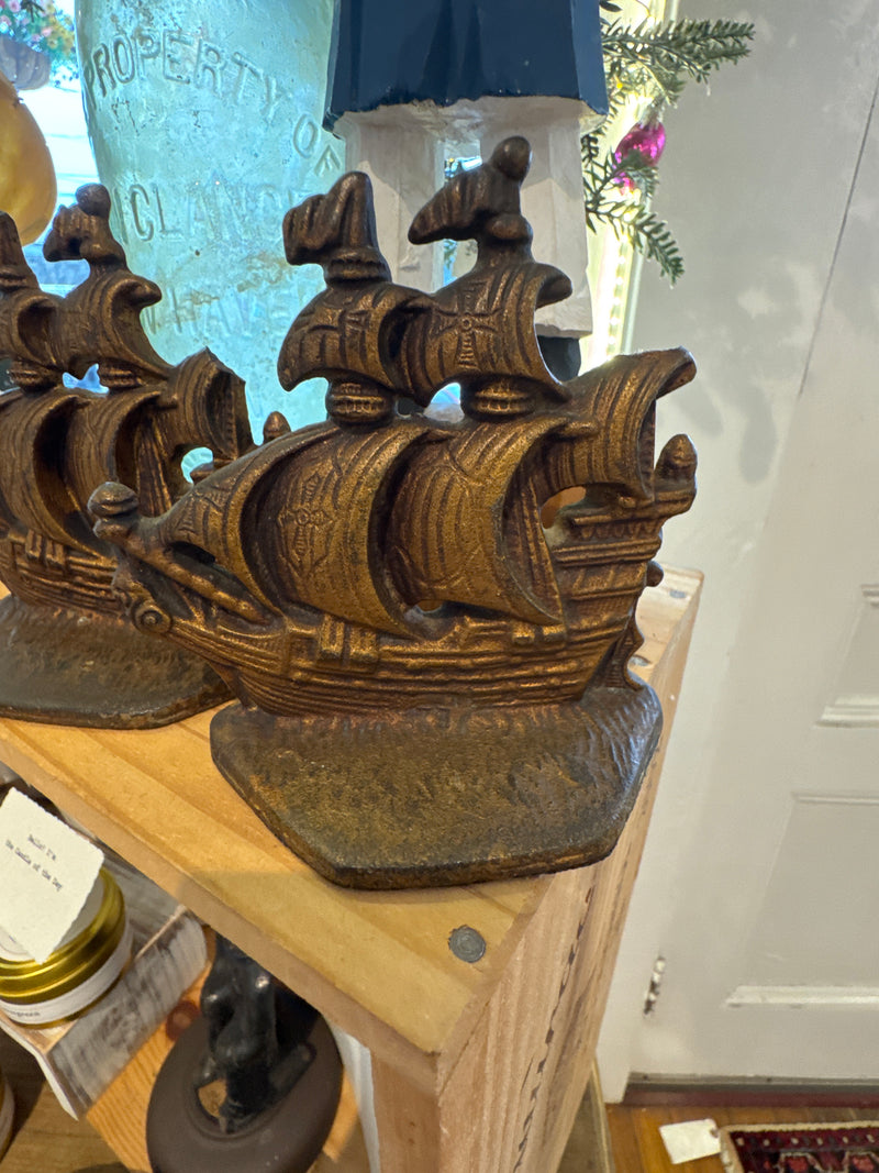 Cast Iron Ship of the Seas Bookend