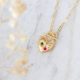 Colorful Zircon Toggle Heart Necklace