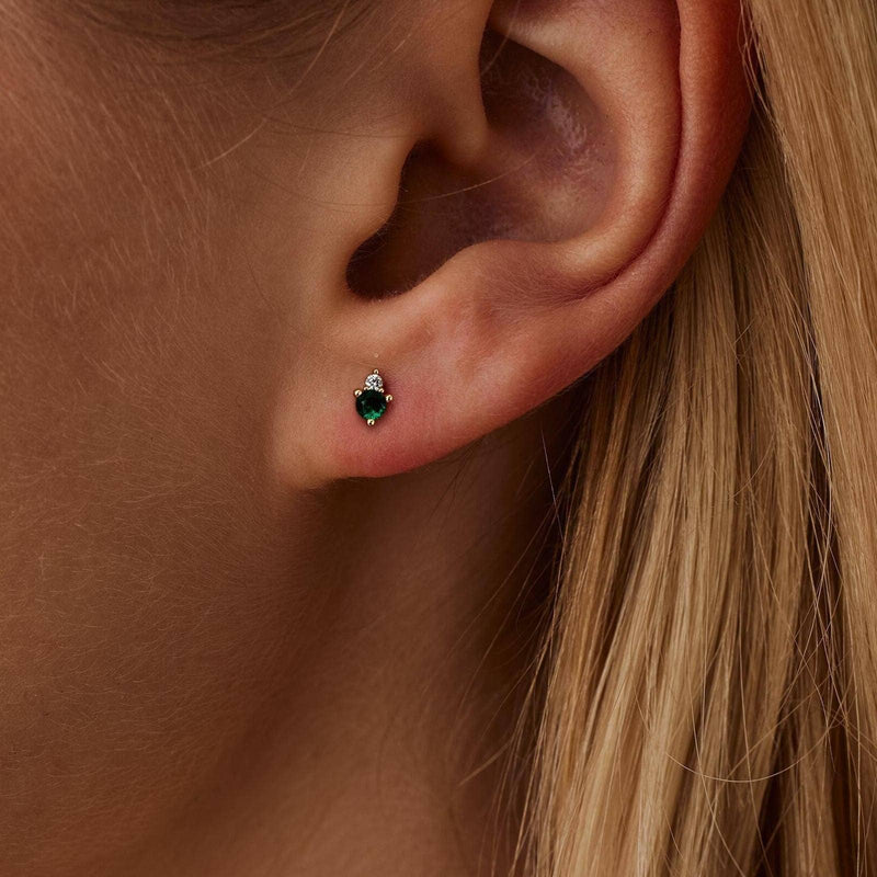 Emerald Dot Studs