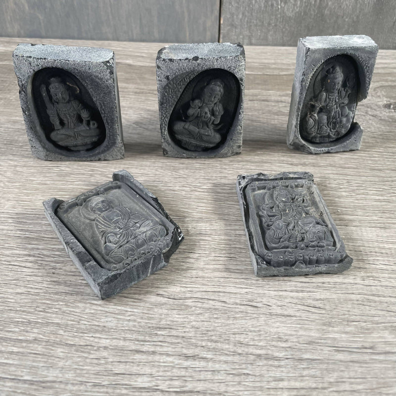 Obsidian Deity Carved Tile