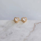 Zircon Heart Stud Earrings
