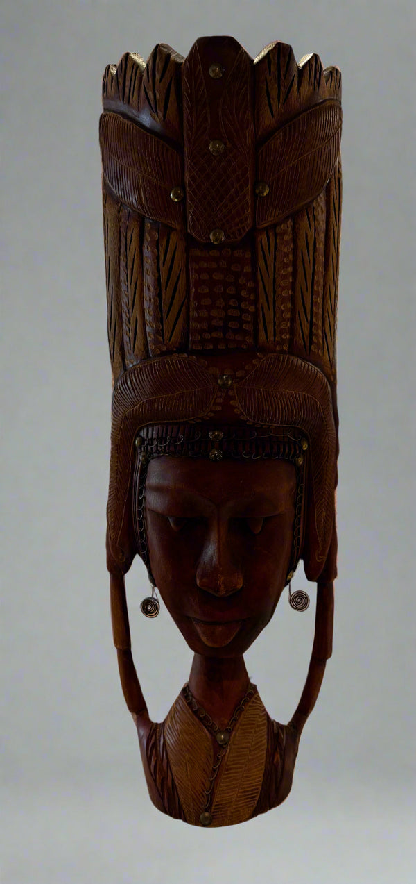 Folk Art Female Feather Headdress Mask - Haiti