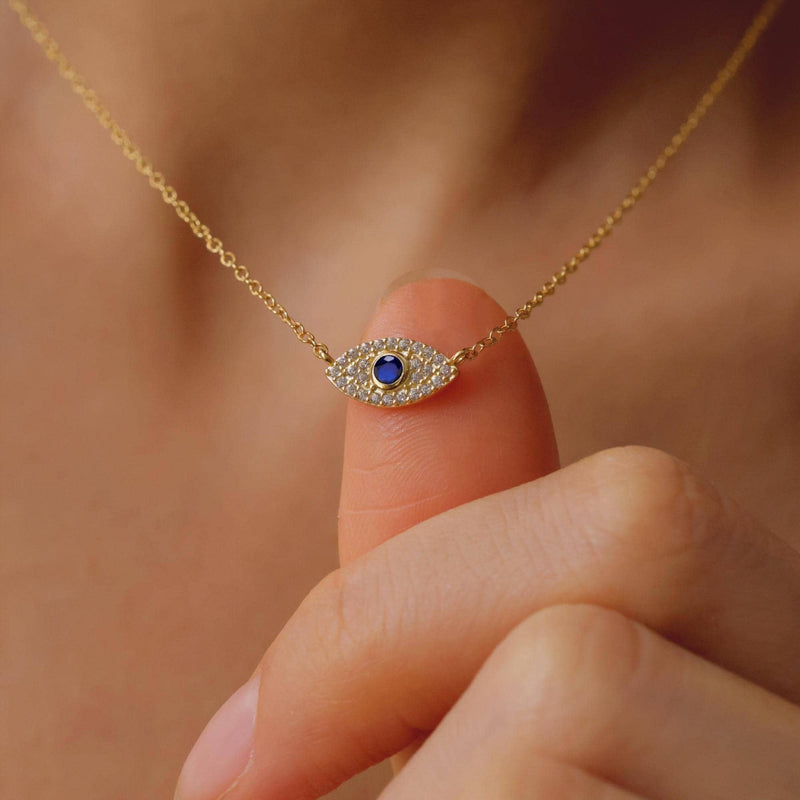 Protective Evil Eye Charm Necklace in Silver: 925 SILVER