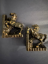 Dark Horses - 1960s Terracotta Bookends
