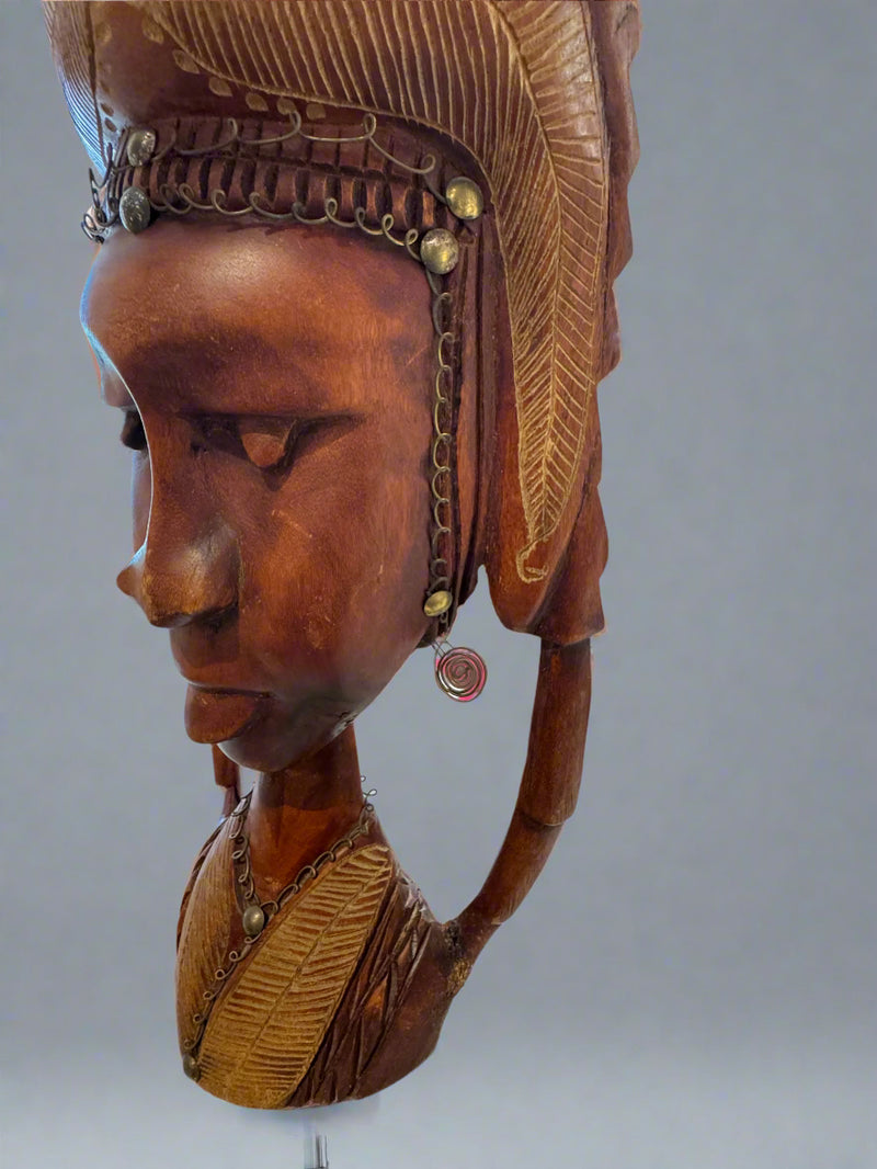 Folk Art Female Feather Headdress Mask - Haiti