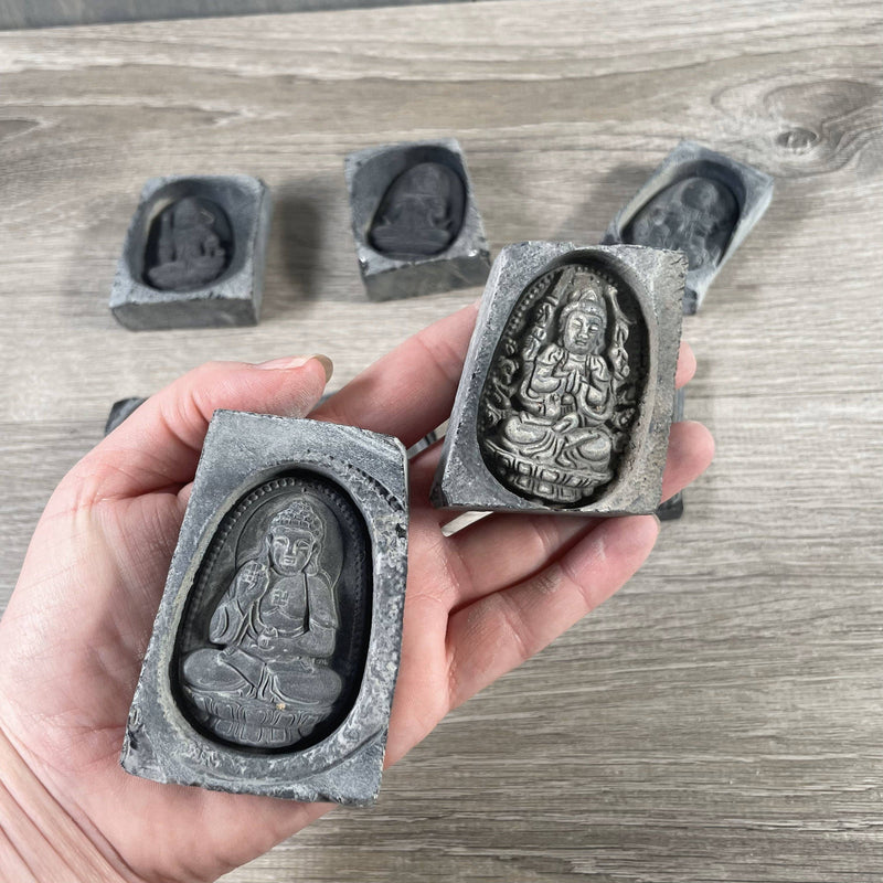 Obsidian Deity Carved Tile