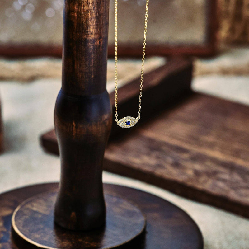 Protective Evil Eye Charm Necklace in Silver: 18K GOLD