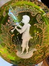 A Boy and His Pipe - Antique Green Bohemian Glass Jewelry Box
