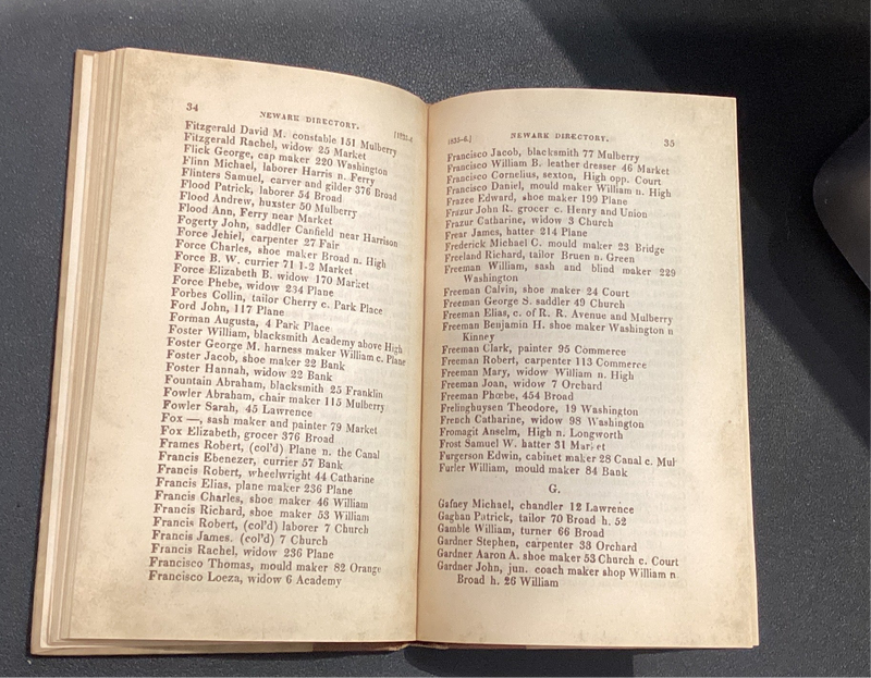 1835 Newark, NJ Directory - RARE