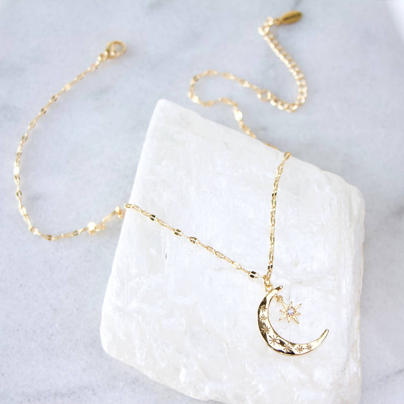 Moon ans Star Necklace: GOLD