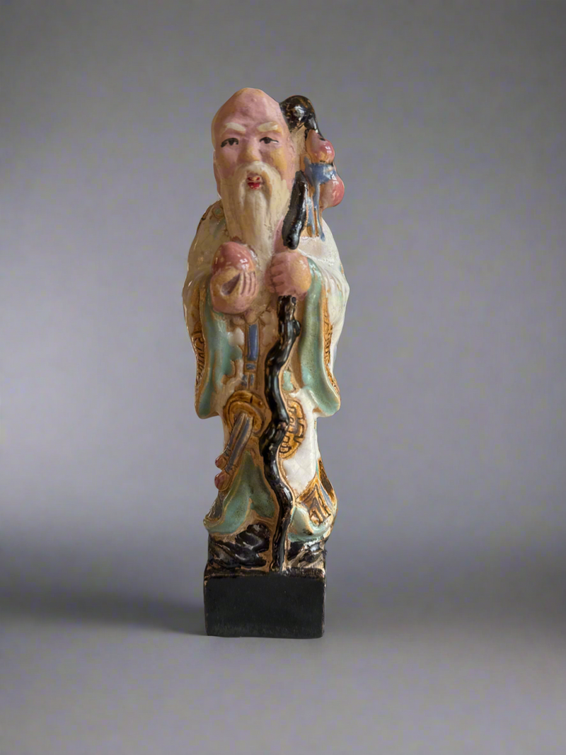 Unique Porcelain Famille Rose Statues - Prosperity, Fortune, Longevity