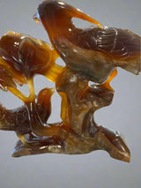 Birds of Paradise in Carved Carnelian Agate - 12" Wide