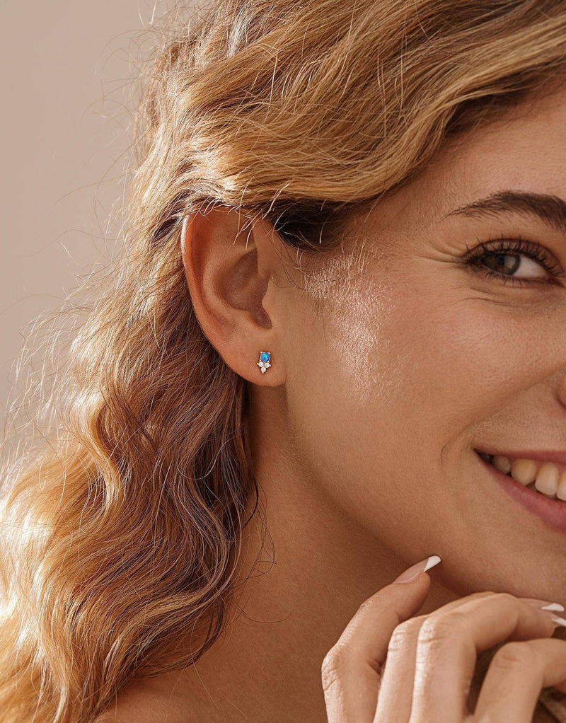 Tiny Blue Opal Studs for Effortless Everyday Style: 18K Gold