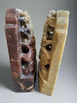 Hand Carved Soapstone Bookends - Bird Motif