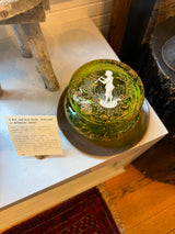 A Boy and His Pipe - Antique Green Bohemian Glass Jewelry Box