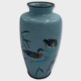 Cloisonne Vase - Silver Mounts - Ducks in Bamboo