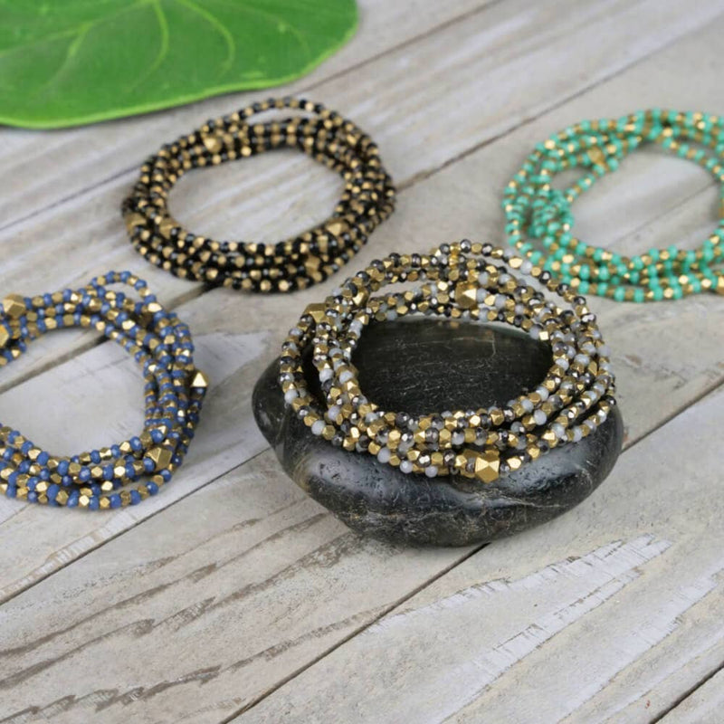 Beaded Wrap Bracelet Blue
