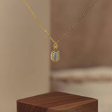 Vintage Oval Topaz Gemstone Pendant Necklace