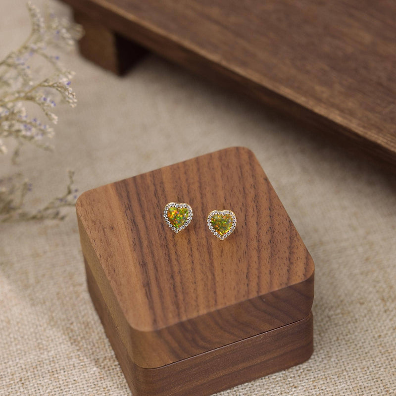 Handmade Colorful Vintage Opal Stud Earrings: Gold