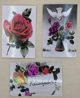 Hand Tinted Vintage Flower Photo Postcards