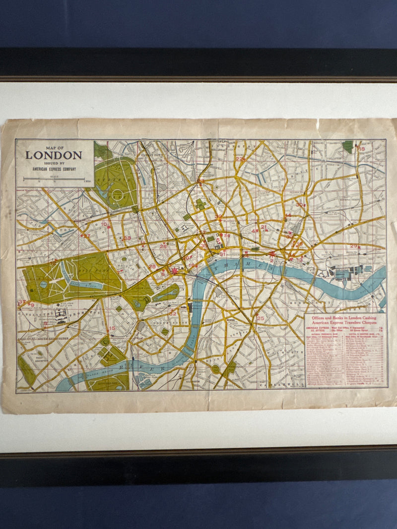 Antique American Express Paris and London Map (1910)