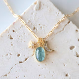 Kyanite Moon and Star Charm Necklace