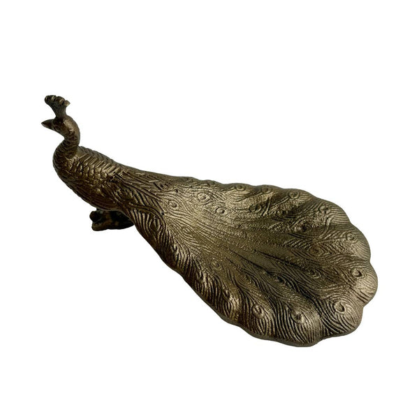 Vintage Style Peacock Ring Dish, Antiqued Brass Finish