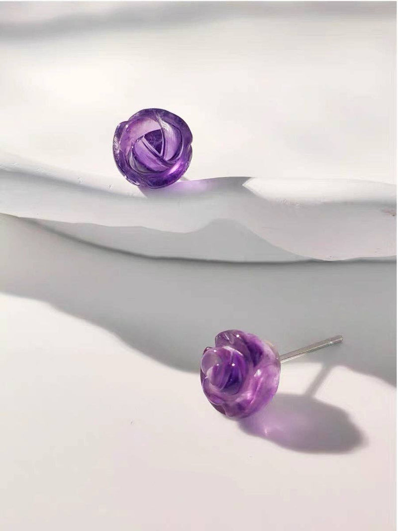 Amethyst Rose Studs