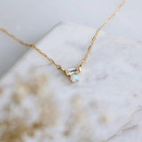 Mini Opal CZ Bar Necklace - Gold Filled: 16"