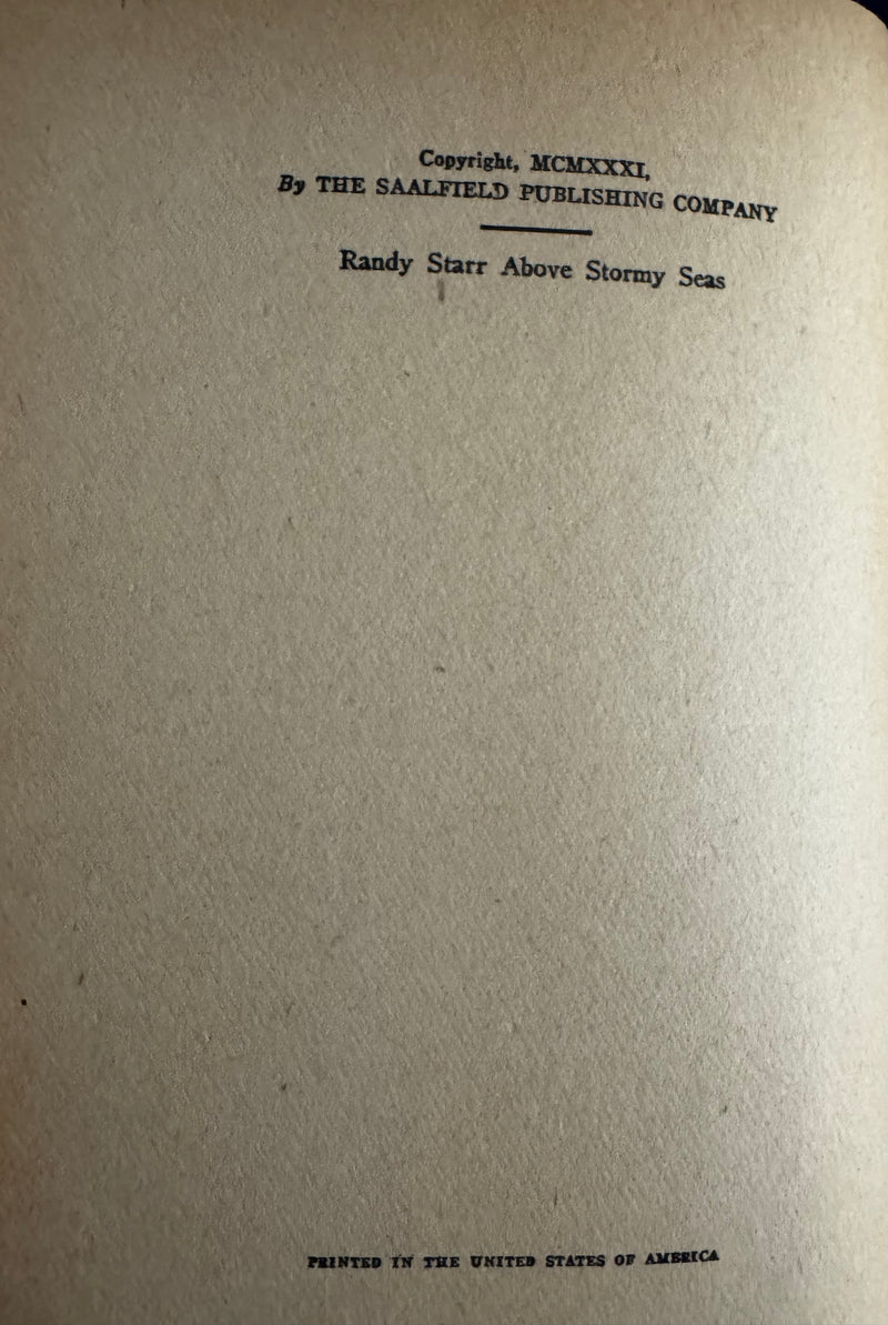 Randy Starr Above Stormy Seas - Eugene Martin - 1931