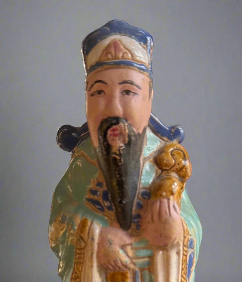 Unique Porcelain Famille Rose Statues - Prosperity, Fortune, Longevity