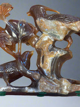 Birds of Paradise in Carved Carnelian Agate - 12" Wide