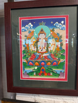 White Tara (Sitatara) - Framed Thangka - Sight 9" x 12"