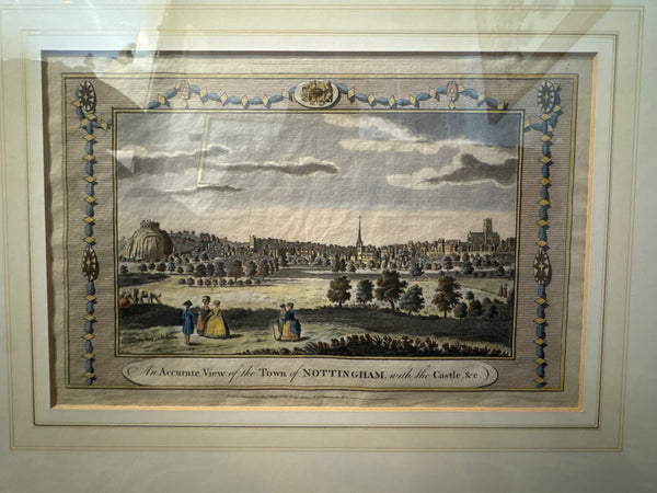Nottingham - Antique Copperplate Engraving - 1780(s) - Hand Colored Alexander Hogg