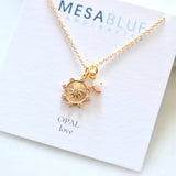 Opal CZ Star Coin Necklace 