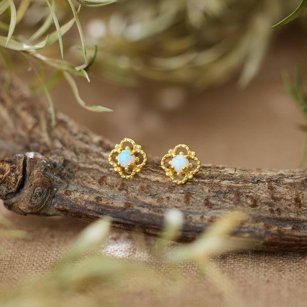 Opal Trefoil Stud