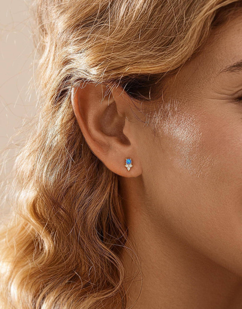 Tiny Blue Opal Studs for Effortless Everyday Style: 18K Gold